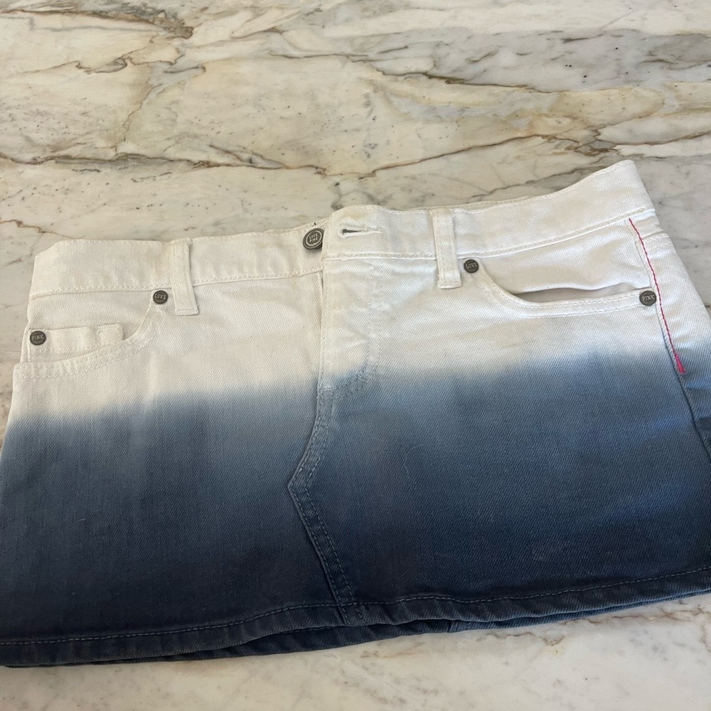 Dip-Dye Denim Mini Skirt